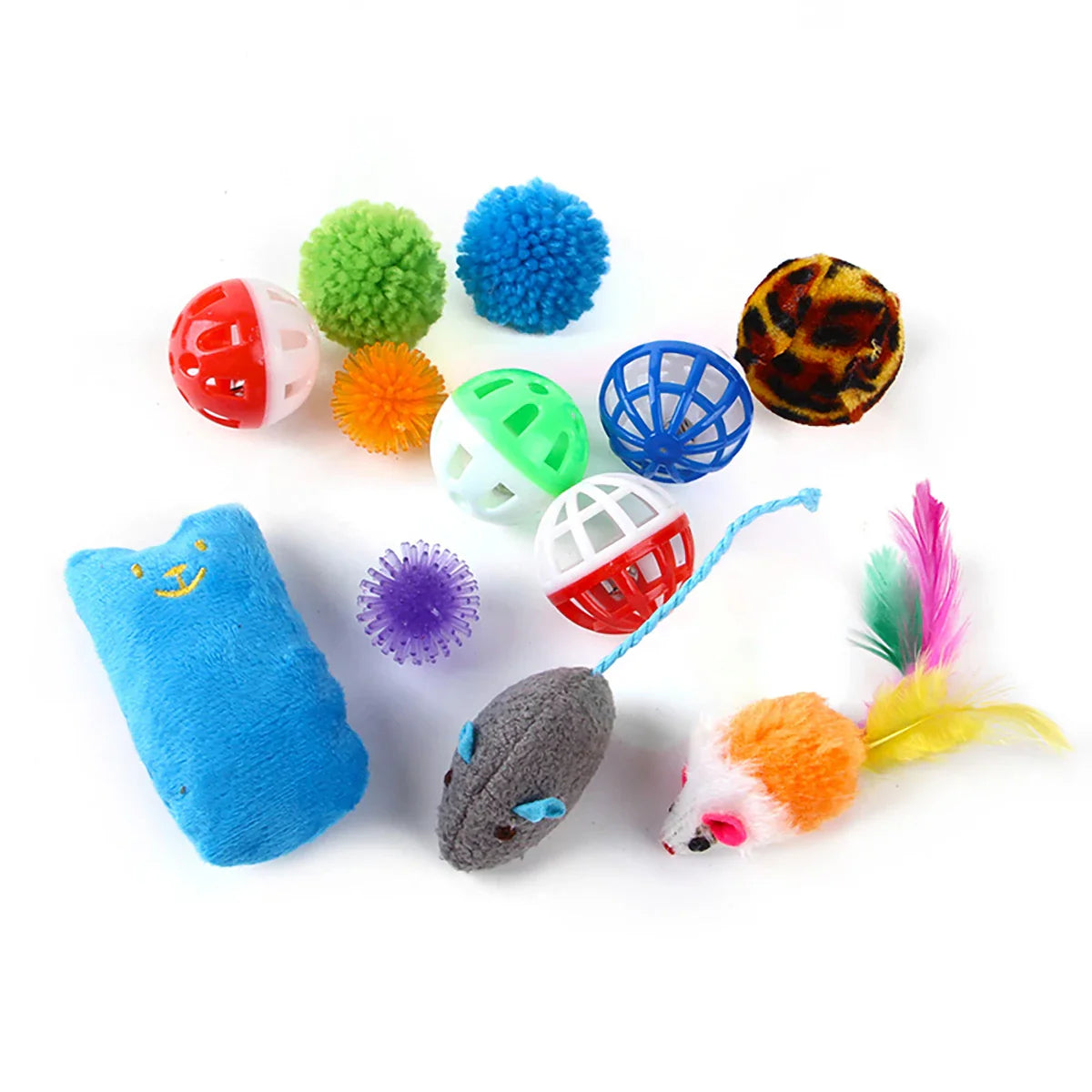 12Pcs/20 Pcs Pet Kitten Toys Variety Cat Toy Combination Set Cat Toy Funny Cat Stick Sisal Mouse Bell Ball Cat Supplies