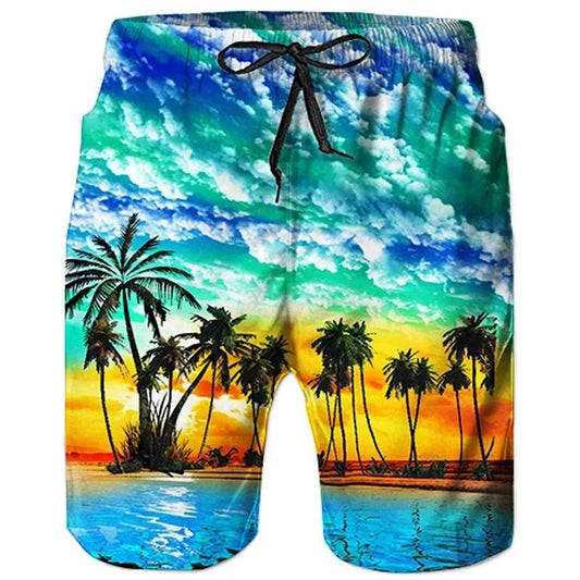 Summer Beach Cute Board Shorts Men's Floral Hawaiian 3D Swimsuit