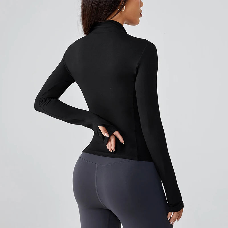 Fitness jacket for women summer tight quick-drying sun-protective thin top long-sleeved professional running sports train yoga