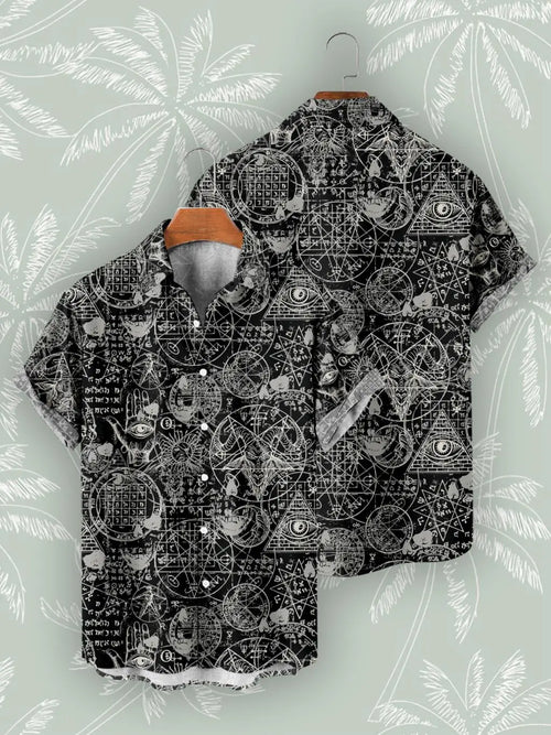 New Hawaiian Shirts For Men's Skull Summer Casual Short Sleeve Y2k