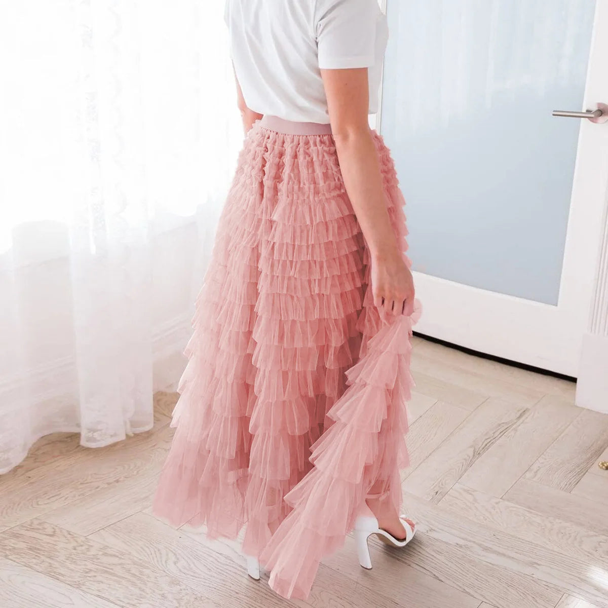 Elegant Skirts for Women Summer Autumn Women High Waist Mesh Polyester