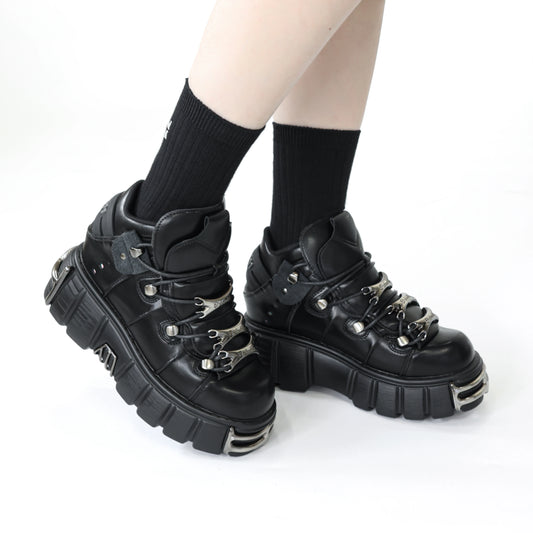 New 2024 Brand Punk Style Women Shoes Lace-up heel height 6CM Platform