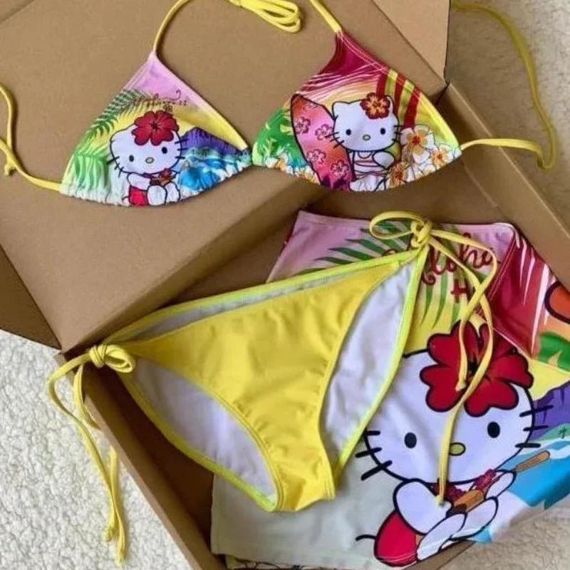 Hello Kitty Hawaii split swimsuit suit for women in summer kawaii hot