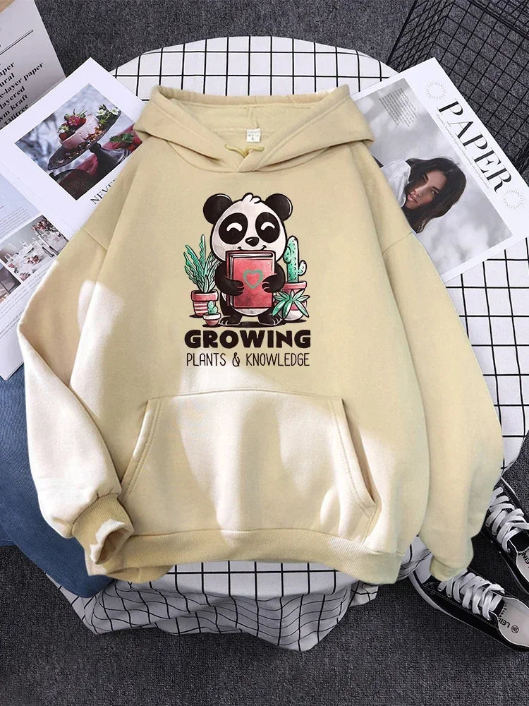 Pullover For Woman Fashion Korean Round Neck Hoodie Female Panda Sleeps Print New  Women'S Sweatshirt Warm