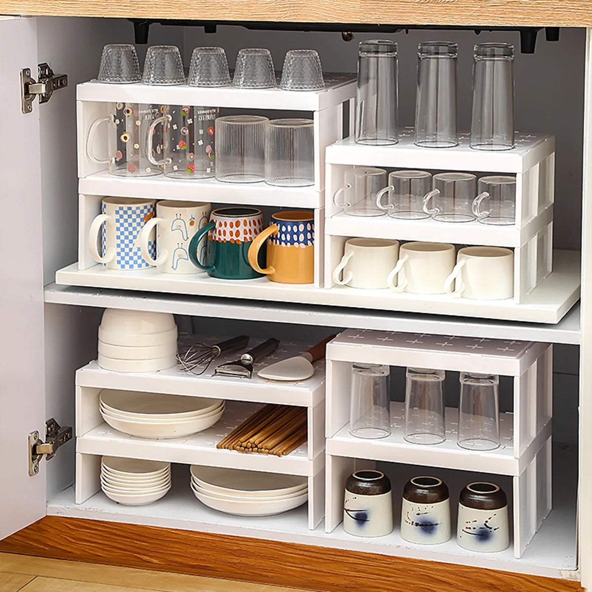 WORTHBUY Cabinet Water Cup Storage Rack Stackable Cup Holder Large