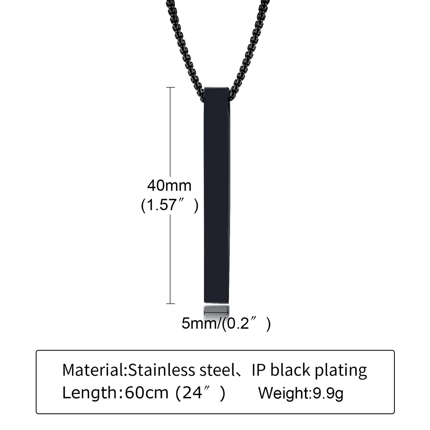 Waterproof Pillar Necklaces for Men Women,Stainless Steel Rectangle Vertical Bar Pendant Necklace,Simple Casual Collar Gifts