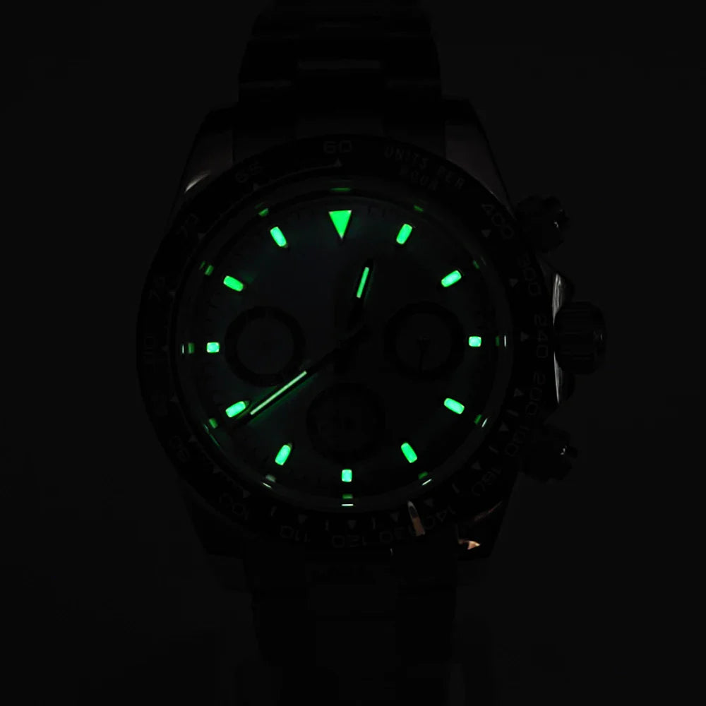 20 color Business 39mm Quartz Watch Men's Timing Sapphire Crystal VK63 Movement Calendar Luminous Blue Dial Stainless Steel Stra