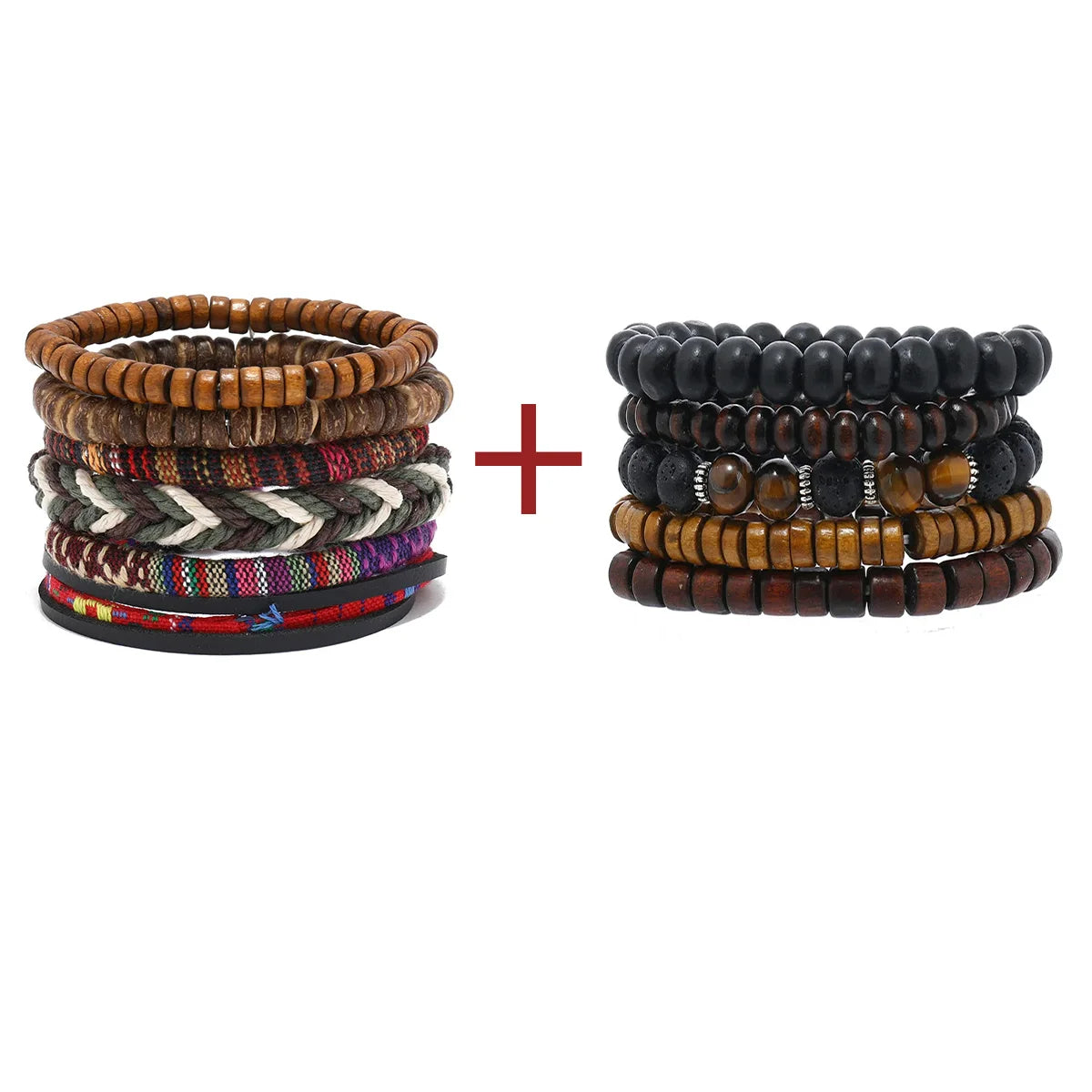 Bohemian Leather Bracelet Men Hand-woven Bracelet Men's Wooden Bead Bracelet Bracelet for Men Charm Bracelet Mens Jewellery