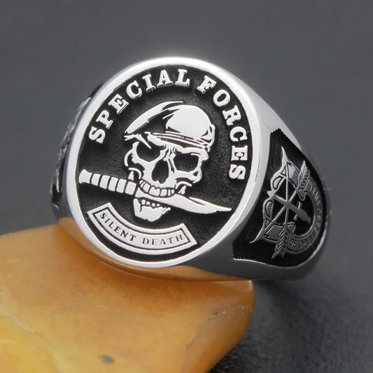 Vintage Mens Jewellery U.S. Army Special Forces  Beret Skull Rings for