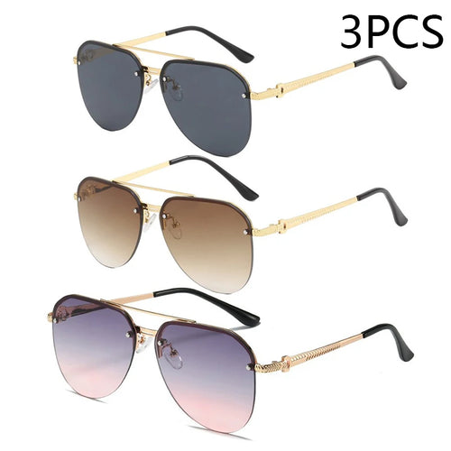 New Fashion Metal Half Frame Women's Outdoor Sunglasses Classic Double