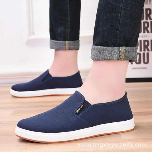 Men Canvas Shoe Casual Sneaker for MenLight Slip-on Vulcanized