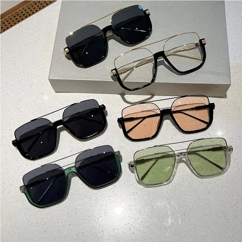 KAMMPT Retro Pilot Sunglasses Fashion Men Women Square Driving UV400