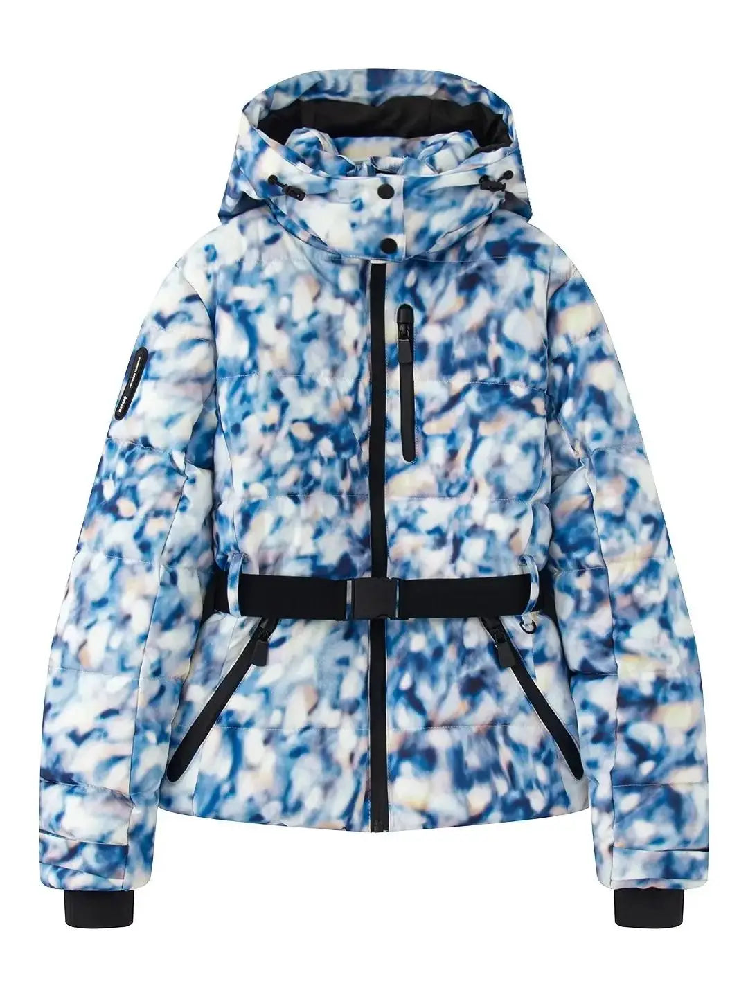 Women's Winter Hooded High Waist Padded Sport Parkas Coats with Belt Female Elegant Thick Warm Pockets Windproof Skiing Jackets