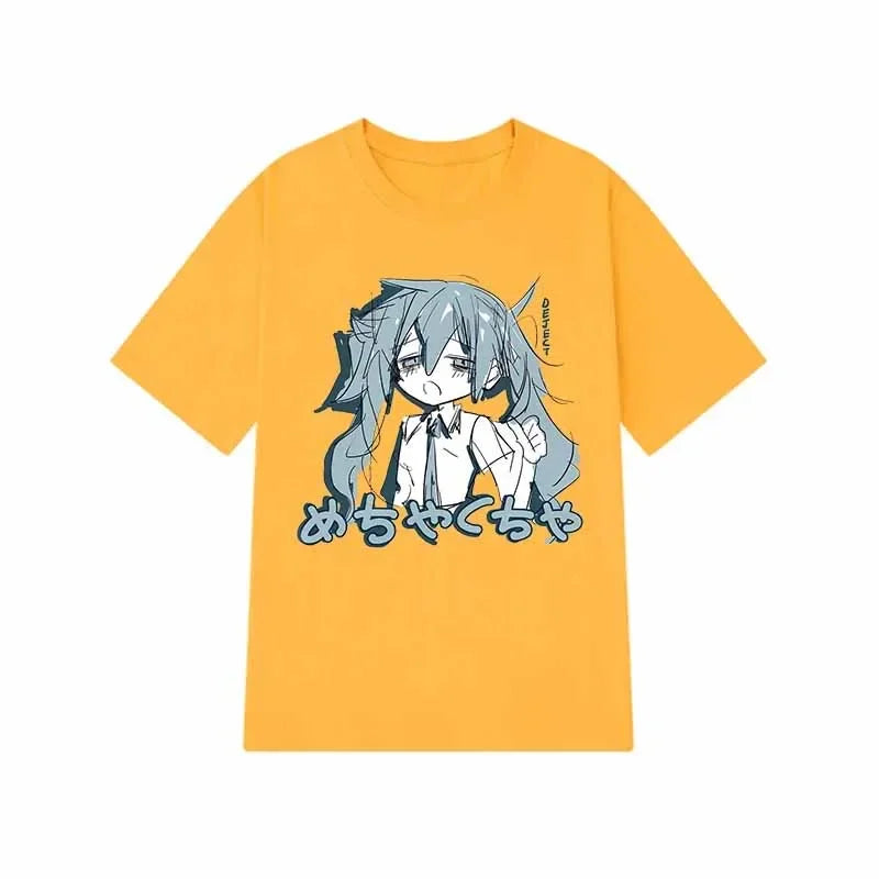 Japanese Y2K Anime Women T-shirt Cotton Loose Streetwear Casual Tees
