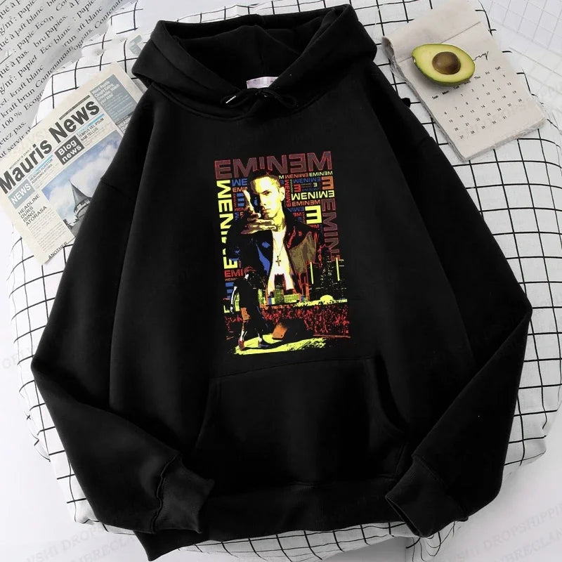 Eminem Print Hoodie Men Women Fashion Hip Hop Hoodies Women Sweats Rapper Sweats Clothing Rock Fashion Harajuku Sweatshirts