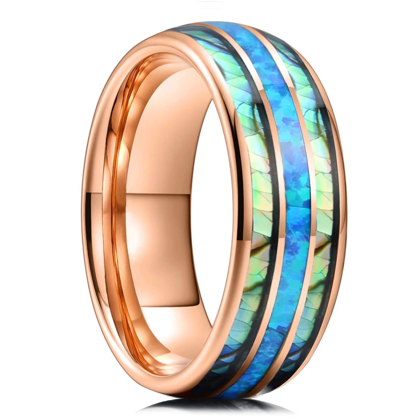 Fashion 8mm Black Stainless Steel Guitar String Rings for Men Whiskey Barrel Wood Inlay Guitarist Ring Men Wedding Band Jewelry