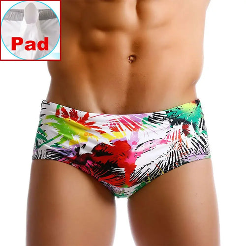 Men Swimwear Palm Multicolor Swimming Trunks Briefs Bikini Board Surf