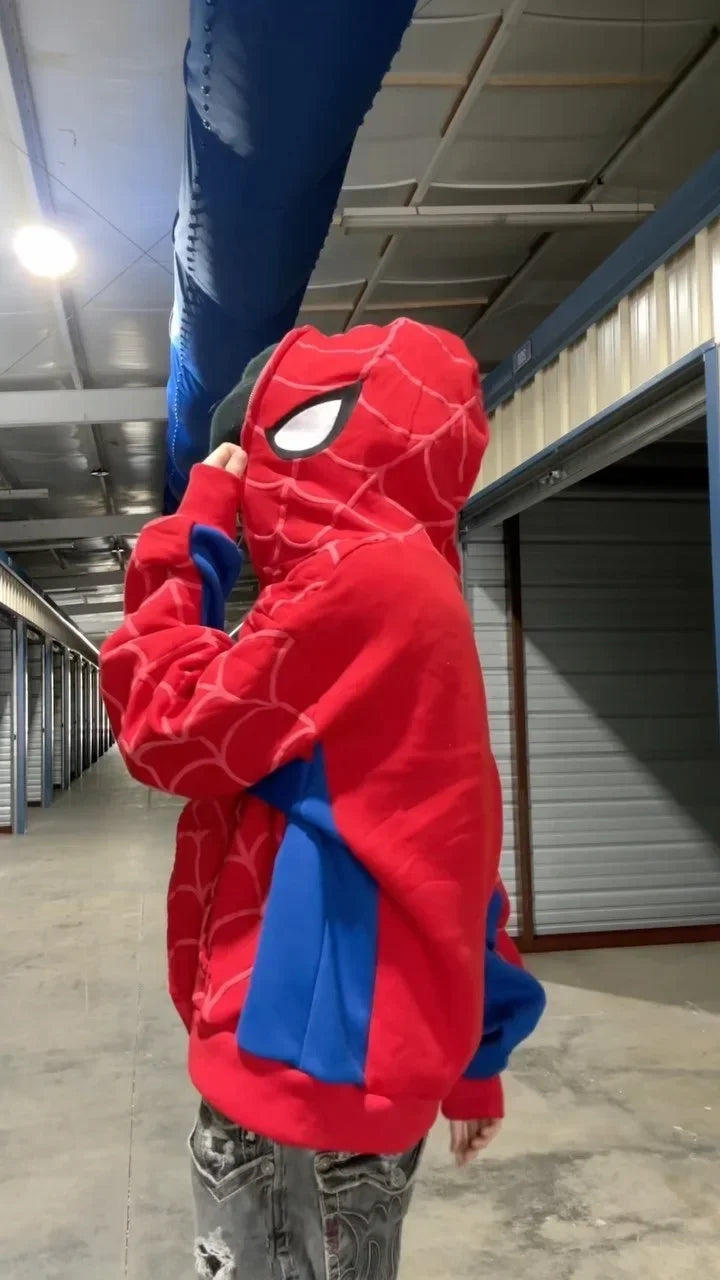 Men Spider Print Hoodies Women Hip Hop Zipper Long Sleeve Jacket Coats Y2k Autumn Winter Harajuku Casual Loose Hooded Sweatshirt