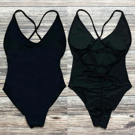 S-3XL Padded One Piece Swimsuit Women Swimwear Solid Bathing Suit