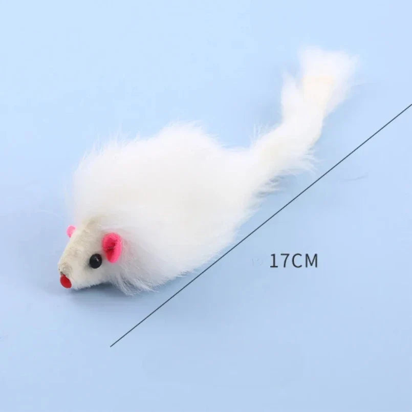 Cat Mice Toys False Mouse Cat Toy Long Tail Mice Soft Real Rabbit Fur Toy For Cats Plush Rat Playing Chew Toy Pet Supplies