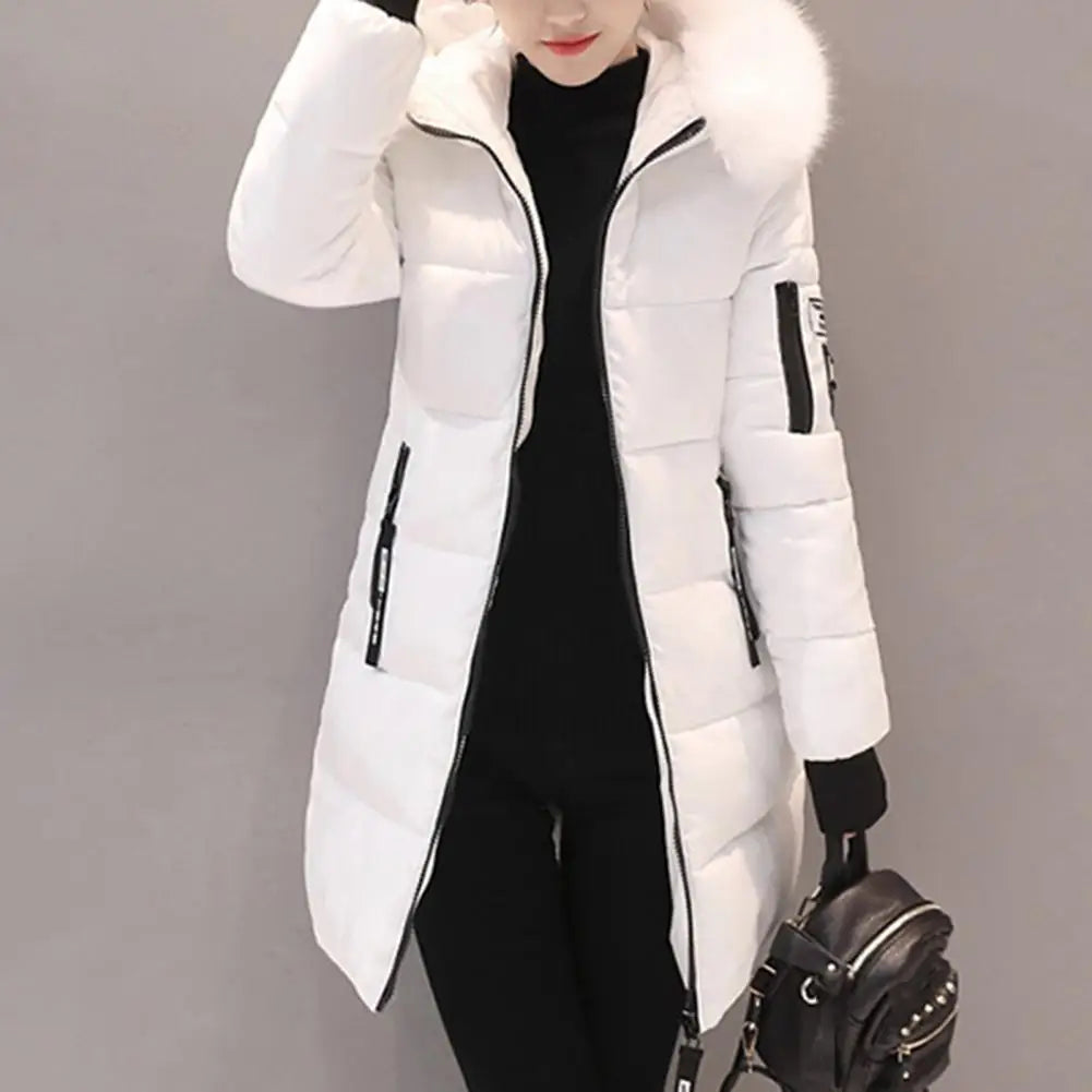 2024 New Winter Coat Women's Jacket Fur Neckline Long Basic Coats