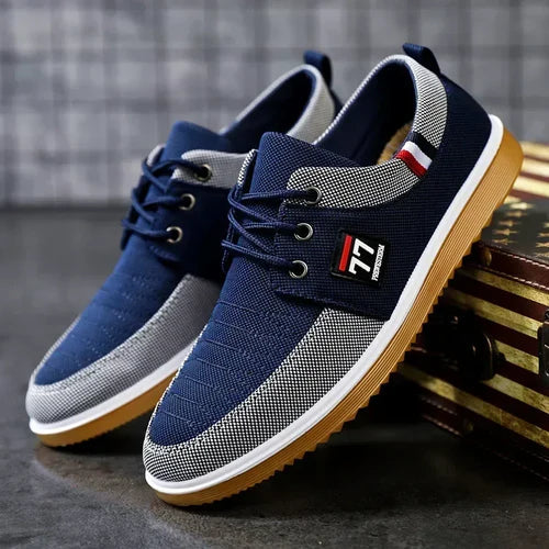 2025 Men's casual shoes Vulcanized Work loafers Mesh Lightweight Man