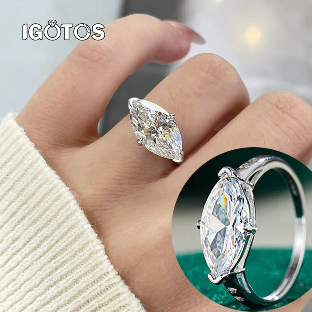 3CT Marquise Cut Moissanite Rings for Wedding Woman Sparkling Lab Diamond Engagement Bands 925 Sterling Silver Certified Jewelry