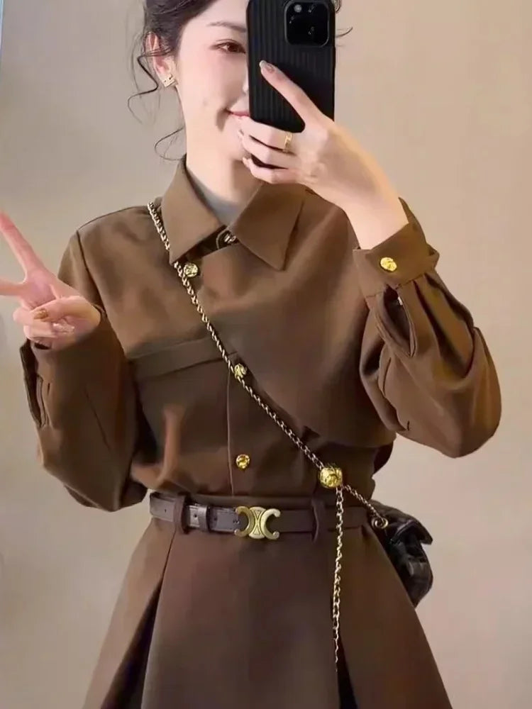 2025 New Spring Thicken Long Sleeve Shirts for Women Solid Black Front