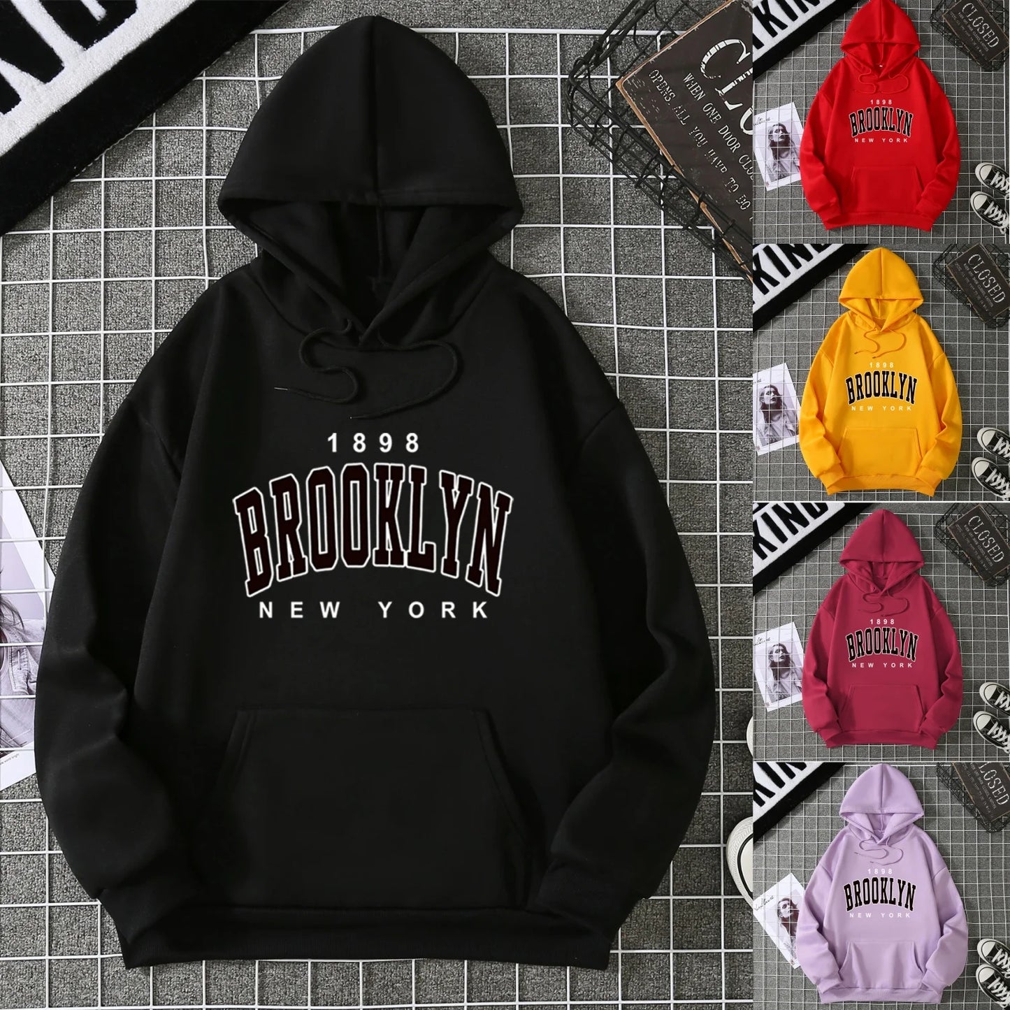 2025 Winter New Women's Hoodie High Street Unisex style Double Pockets Sweatshirts Outerwear Plus-Size Women's Clothing CYXX227