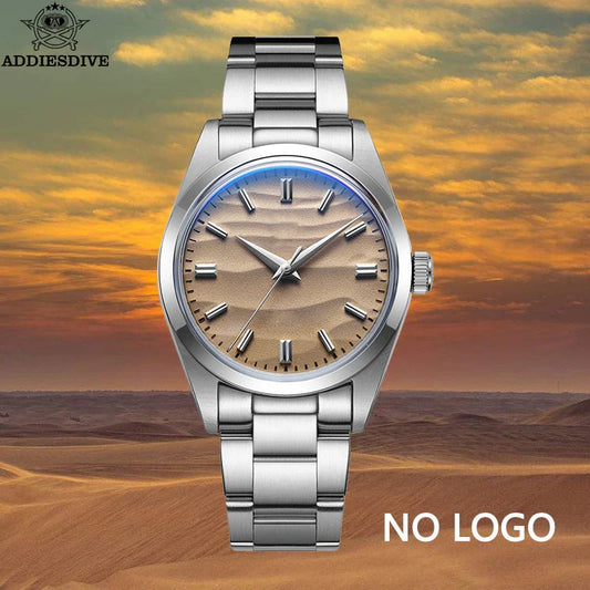 ADDIESDIVE Hot Sale AD2030 Without LOGO Watch Stainless Steel 100M Waterproof Quartz Watches 3D Sand Dial Men's Wristwatch Dress