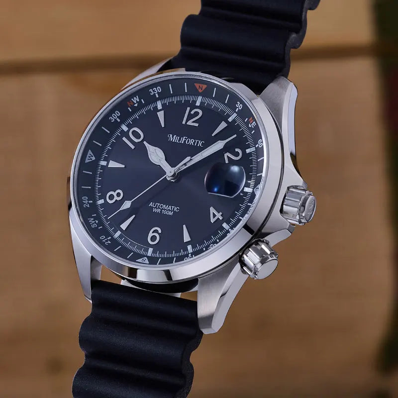 Milifortic Watch Climb S089 NH35 Automatic Mechanical Movement Calendar Compass Bezel C3 Luminous 39.5mm Sport Watch Men 10Bar