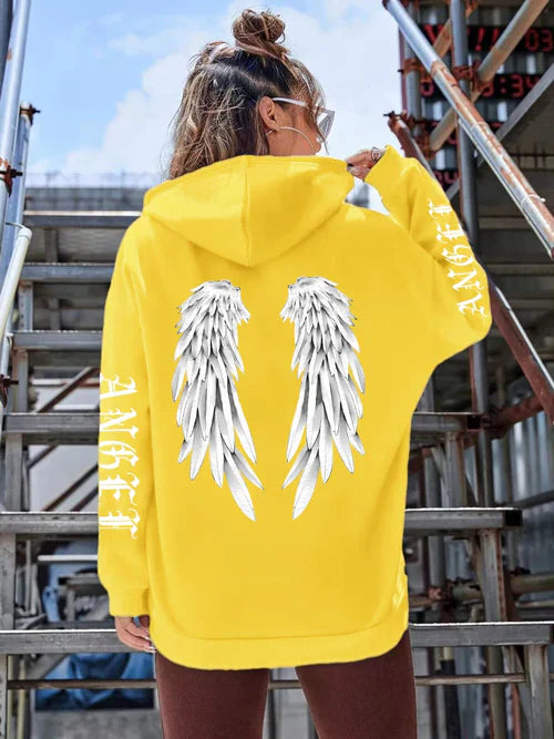 Beautiful Angel Wings Printed Hoodies Women Warm Comfortable Casual