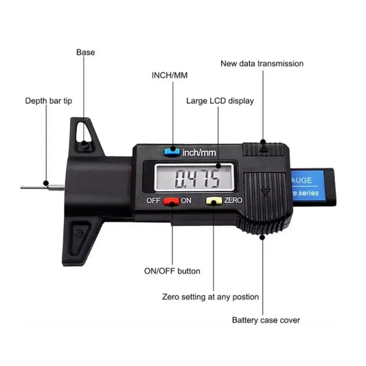 LCD tire tread gauge Automotive tire 0-25mm measuring tool Caliper