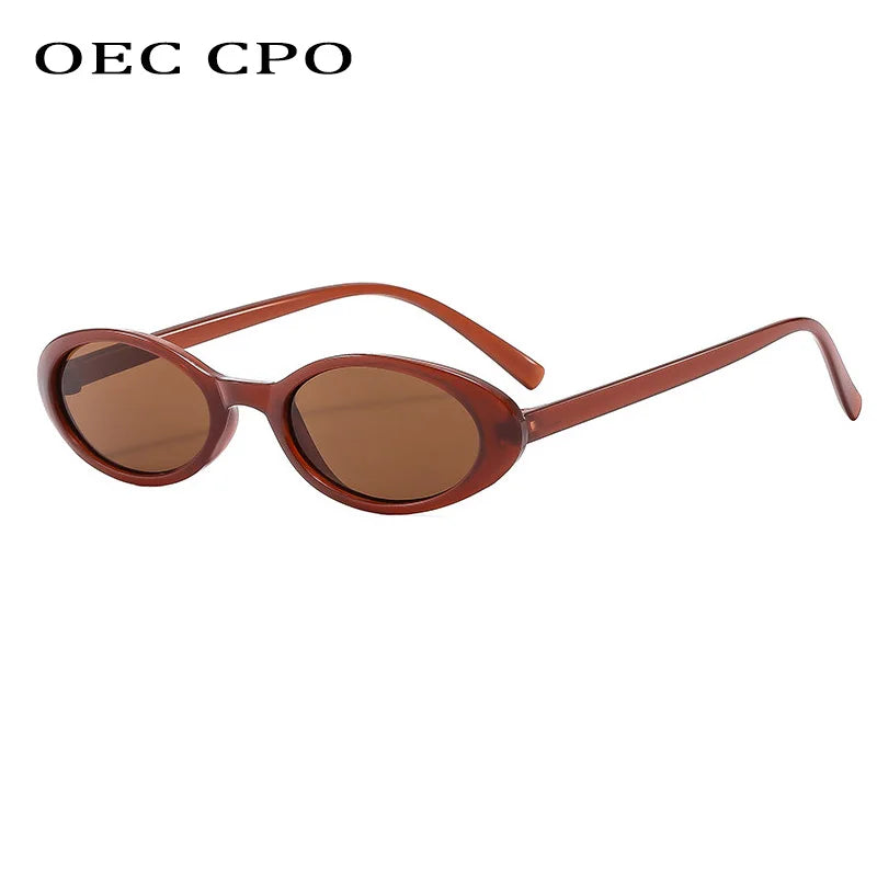 New Small Oval Sunglasses Women Men Trendy Vintage Hip Hop Cat Eye Sun