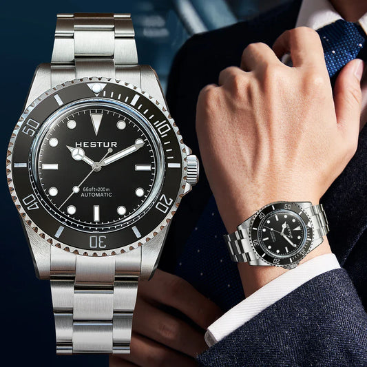 Hestur Automatic Mechanical Watches 40mm Men's wrist Watch Sub 14060 Vintage Diver 20bar Luxury Sapphire Bubble Mirror sw200
